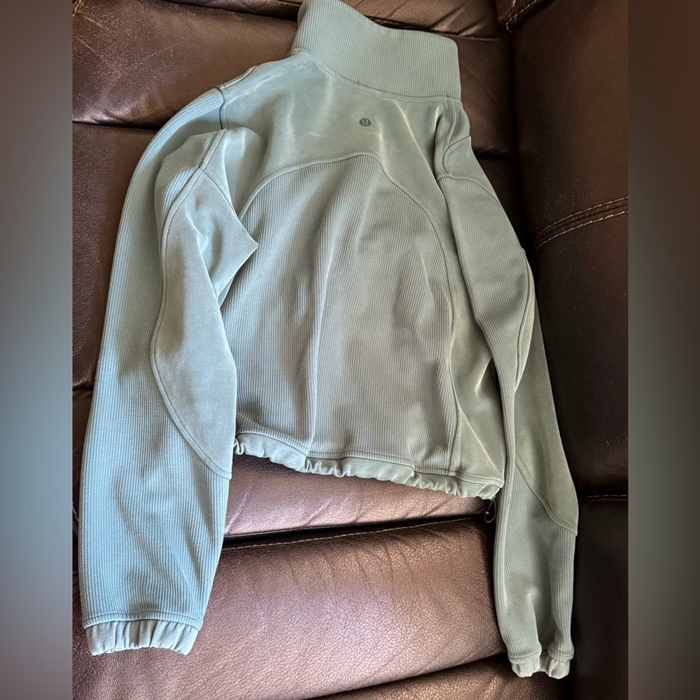 Lululemon Brushed Softstreme Half Zip Storm Teal Size 0 - Picture 5 of 7